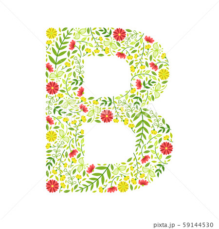 Capital Letter B, Green Floral Alphabet Element, Font Uppercase Letter Made of Leaves and Flowers Capital Letter B, Green Floral Alphabet Element, Font Uppercase Letter Made of Leaves and Flowers 59144530