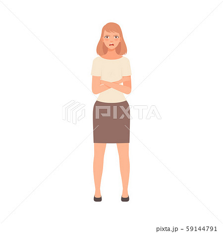 The girl is unhappy with something illustration vector The girl is unhappy with something illustration vector 59144791