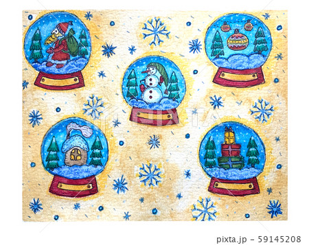 Christmas decorative snowballs, watercolor Christmas decorative snowballs, watercolor 59145208