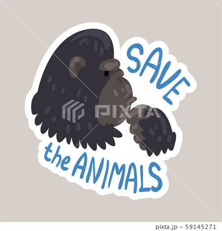 Save the animals tagline sticker cartoon vector illustration 59145271