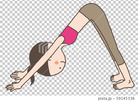 女人做瑜伽與向下的狗（向下的狗姿勢） 59145336