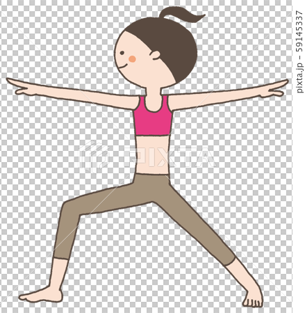 一個女人在Velabadra體式（英雄的姿勢）做瑜伽 59145337