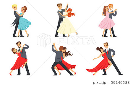 Dancing Couples Set Professional Dancers のイラスト素材