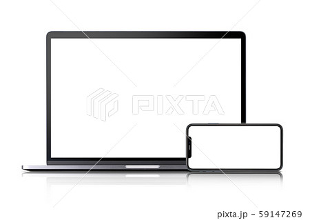 スマートフォン、ノートパソコンのある横位置の画面合成素材 59147269