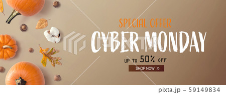 Cyber Monday banner with autumn pumpkins 59149834