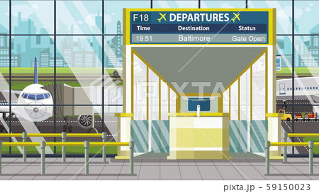 Airport departure board with Baltimore caption. Travel in the United States related cartoon Airport departure board with Baltimore caption. Travel in the United States related cartoon 59150023