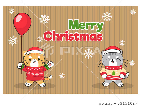 2 cute kawaii cats in ugly sweater, merry 59151027