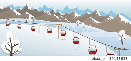 Winter Mountain Landscape With Ski Lifts On Theのイラスト素材