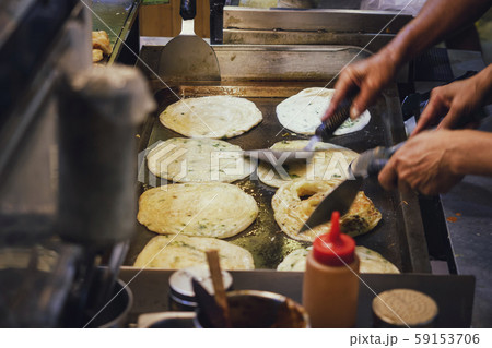 Taiwan street food pancake Cooking on hot plate Asian food travel 59153706
