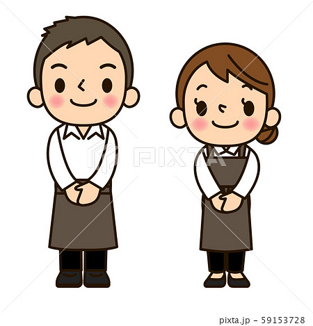 バリスタ男女 笑顔のイラスト素材