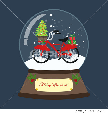 Bicycle with christmas tree in snow ball 59154780