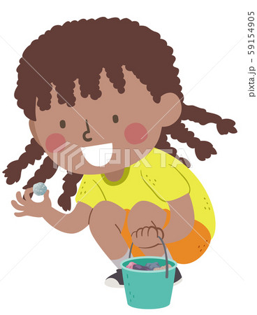 Kid Girl Black Picking Cool Rocks Illustration Kid Girl Black Picking Cool Rocks Illustration 59154905