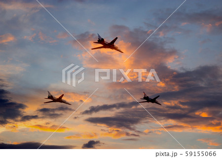Millitary airplane in the blue sky 59155066