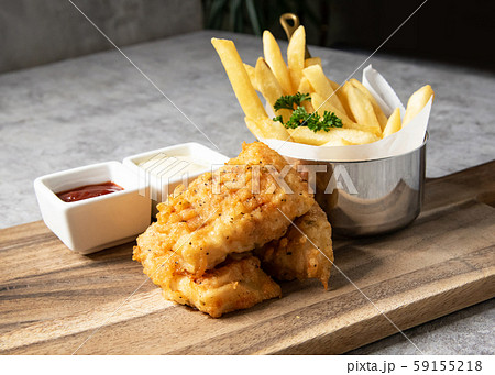 Traditional British Fish and Chips with french 59155218