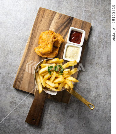 Traditional British Fish and Chips with french 59155219