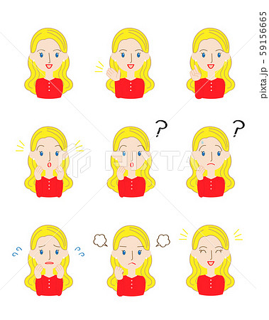 金髪の女性のイラストセット 59156665