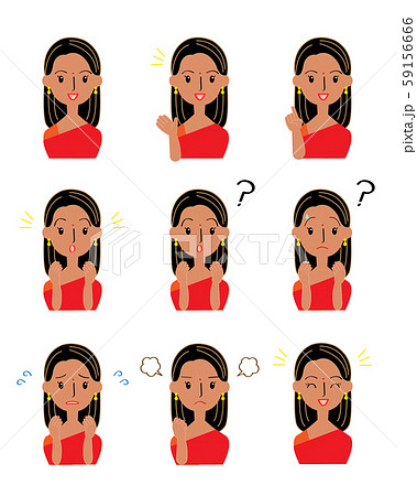 インド人女性のイラストセットのイラスト素材 インド人女性のイラストセットのイラスト素材