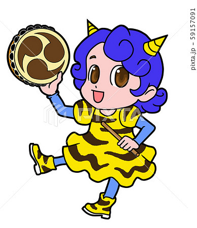二月 節分 青鬼女子のイラスト素材