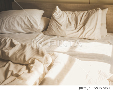 Bed sheet mattress and pillows unmade Bedroom Home Interior Bed sheet mattress and pillows unmade Bedroom Home Interior 59157851