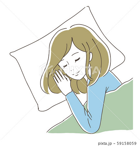 気持ちよく眠る女性のイラスト素材 気持ちよく眠る女性のイラスト素材