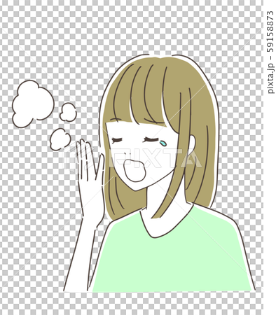 欠伸をする女性のイラスト素材