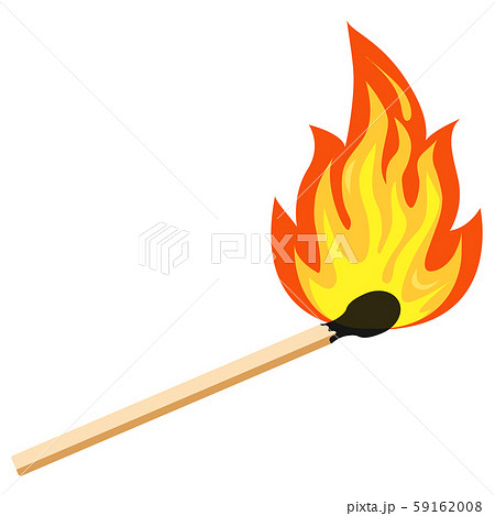 Burning match flat design icon, vector illustration burning matchstick on fire isolated on white Burning match flat design icon, vector illustration burning matchstick on fire isolated on white 59162008