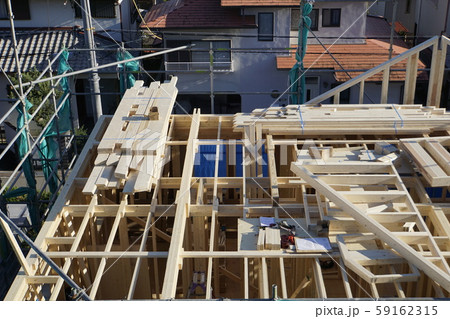 新築工事 屋根 木造住宅 ツーバイフォー 木工事 新築工事 屋根 木造住宅 ツーバイフォー 木工事 59162315