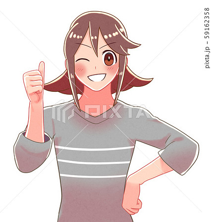 サムズアップしてウインクする女の子のイラスト 59162358
