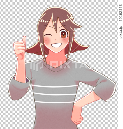サムズアップしてウインクする女の子のイラスト 59162358