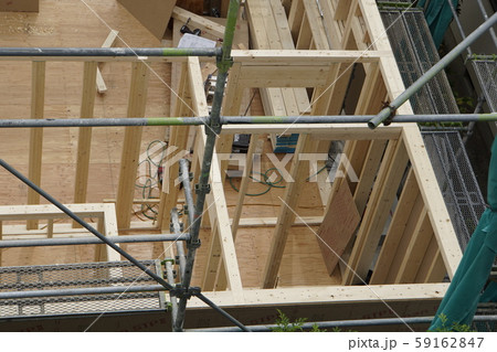 建方、プラットフォーム、ツーバイフォー、新築、住宅、木造住宅、一戸建て、建築、耐力壁、木造 建方、プラットフォーム、ツーバイフォー、新築、住宅、木造住宅、一戸建て、建築、耐力壁、木造 59162847