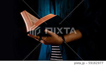 Reading Concept. Person Holding Opened Bible Book Reading Concept. Person Holding Opened Bible Book 59162977