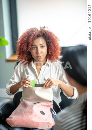 Woman feeling thankful after help of psychologist 59164017