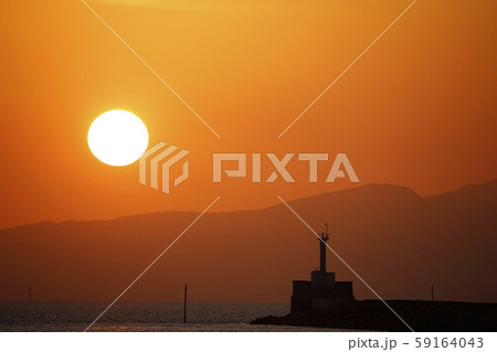 大牟田市 三池港 夕日、 大牟田市 三池港 夕日、 59164043
