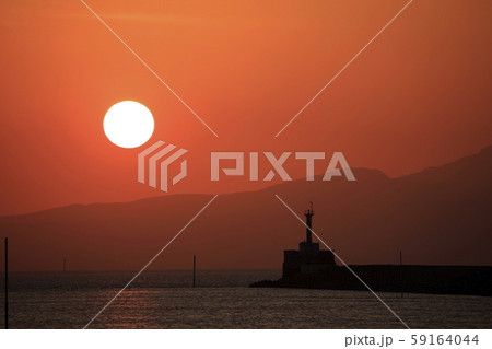 大牟田市 三池港 夕日、 大牟田市 三池港 夕日、 59164044