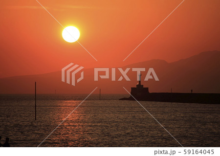 大牟田市 三池港 夕日、 大牟田市 三池港 夕日、 59164045
