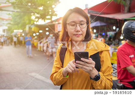 Portrait Beautiful Asian women stand to hold Portrait Beautiful Asian women stand to hold 59165610