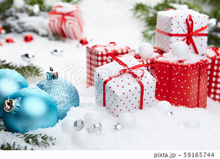 Red and white  xmas decoration on holiday 59165744