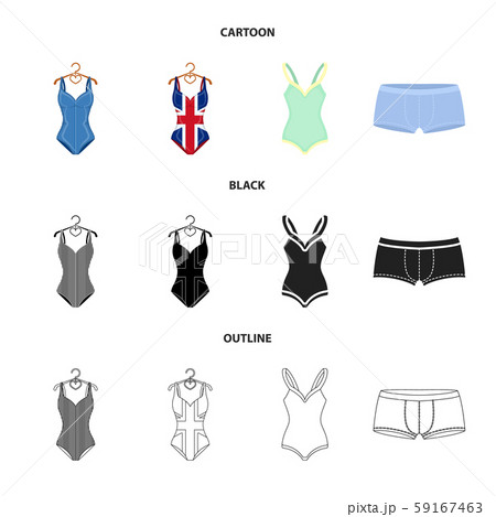 Isolated object of bikini and fashion logo. Set of bikini and swimsuit vector icon for stock. 59167463