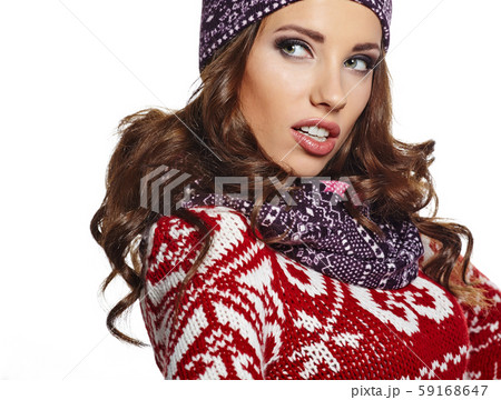 Close up face Portrait of beautiful young woman. 59168647