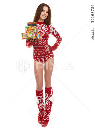 Winter woman with christmas gifts 59168784