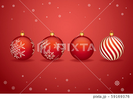 Red Christmas balls with snowflakes, Christmas decoration vector. 59169376