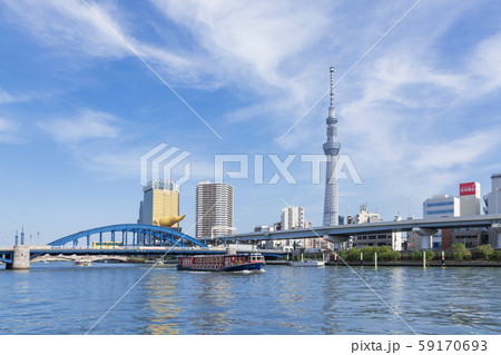 都市風景　隅田川と東京スカイツリー　浅草 59170693