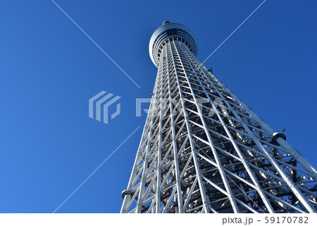 東京スカイツリー 初日の出の写真素材