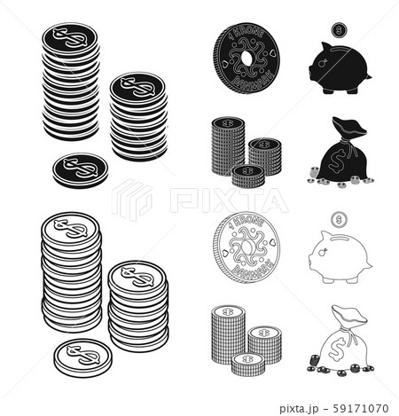 Vector design of coin and treasure icon. Collection of coin and money stock vector illustration. 59171070