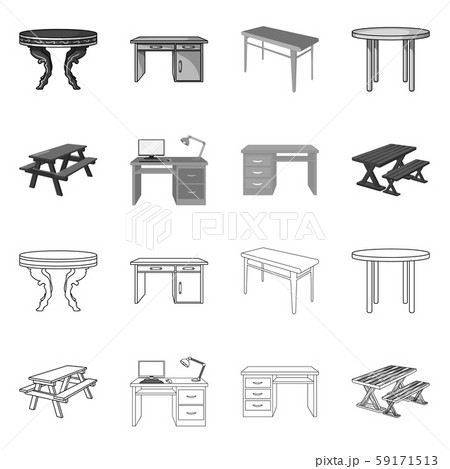 Vector design of table and wooden icon. Collection of table and desk stock vector illustration. Vector design of table and wooden icon. Collection of table and desk stock vector illustration. 59171513
