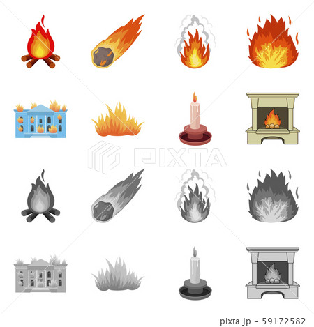 Vector design of fire and flame symbol. Collection of fire and fireball stock symbol for web. Vector design of fire and flame symbol. Collection of fire and fireball stock symbol for web. 59172582