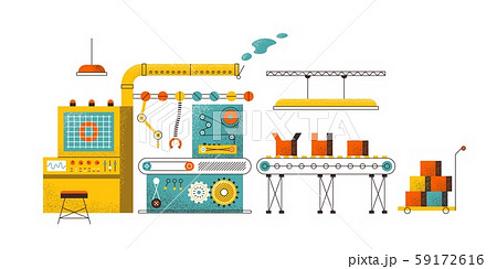 Manufacturing conveyor concept. Factory assembly line, modern production technology, packaging robot Manufacturing conveyor concept. Factory assembly line, modern production technology, packaging robot 59172616