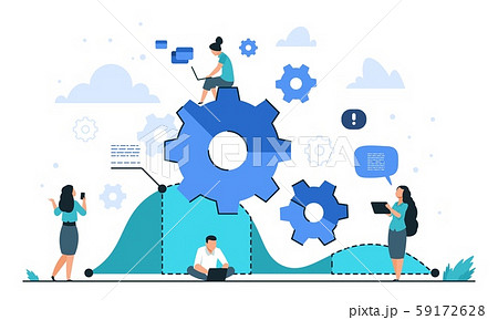 Cogwheel business concept. Teamwork and people organization, gear mechanism illustration. Vector Cogwheel business concept. Teamwork and people organization, gear mechanism illustration. Vector 59172628