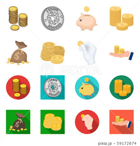Isolated object of coin and treasure symbol. Set of coin and money stock symbol for web. 59172674