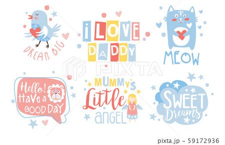 Set of cute pastel colors cartoons vector illustration Set of cute pastel colors cartoons vector illustration 59172936